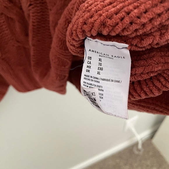 American Eagle Outfitters Burnt Orange Cable Knit Chenille Sweater - Picture 5 of 6